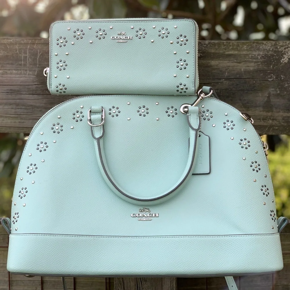 Coach Seaglass mint green Sierra Dome Bag Wallet